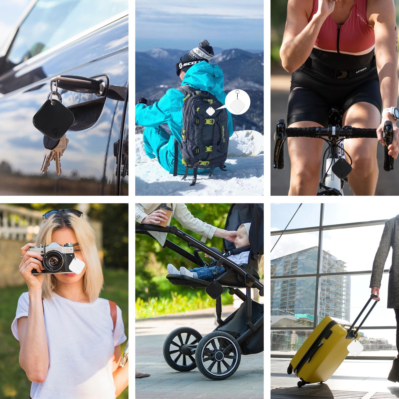 Tag tracker Bluetooth, confezione da 4, funziona con Apple Find My (solo iOS, non per Android), trova oggetti per chiavi, zaino, valigia, portafoglio, bagagli