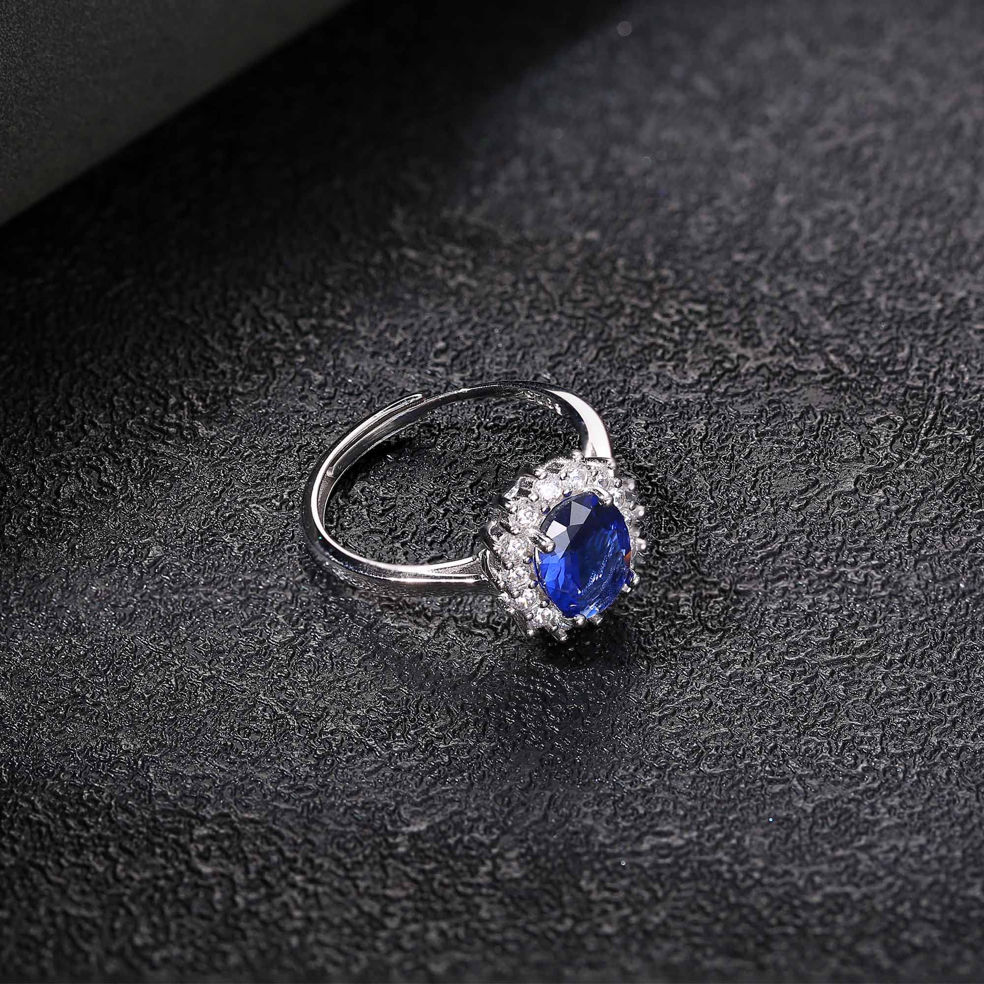 Adramata 925 Anelli in Argento Sterling per Donna, Anello di Fidanzamento Zaffiro, Anelli di Fidanzamento Regolabili in Argento 925, Anniversario Matrimonio Promessa Anello