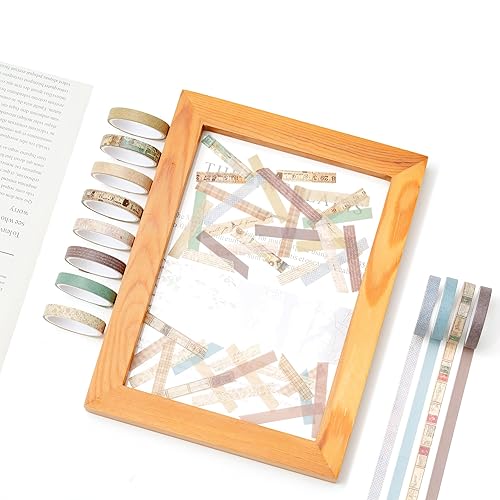 Miniatura 6 de YUBX Juego de 20 rollos de cinta washi vintage, diseño retro delgado, con patrones antiguos, cintas de enmascarar para artes, manualidades, diarios,