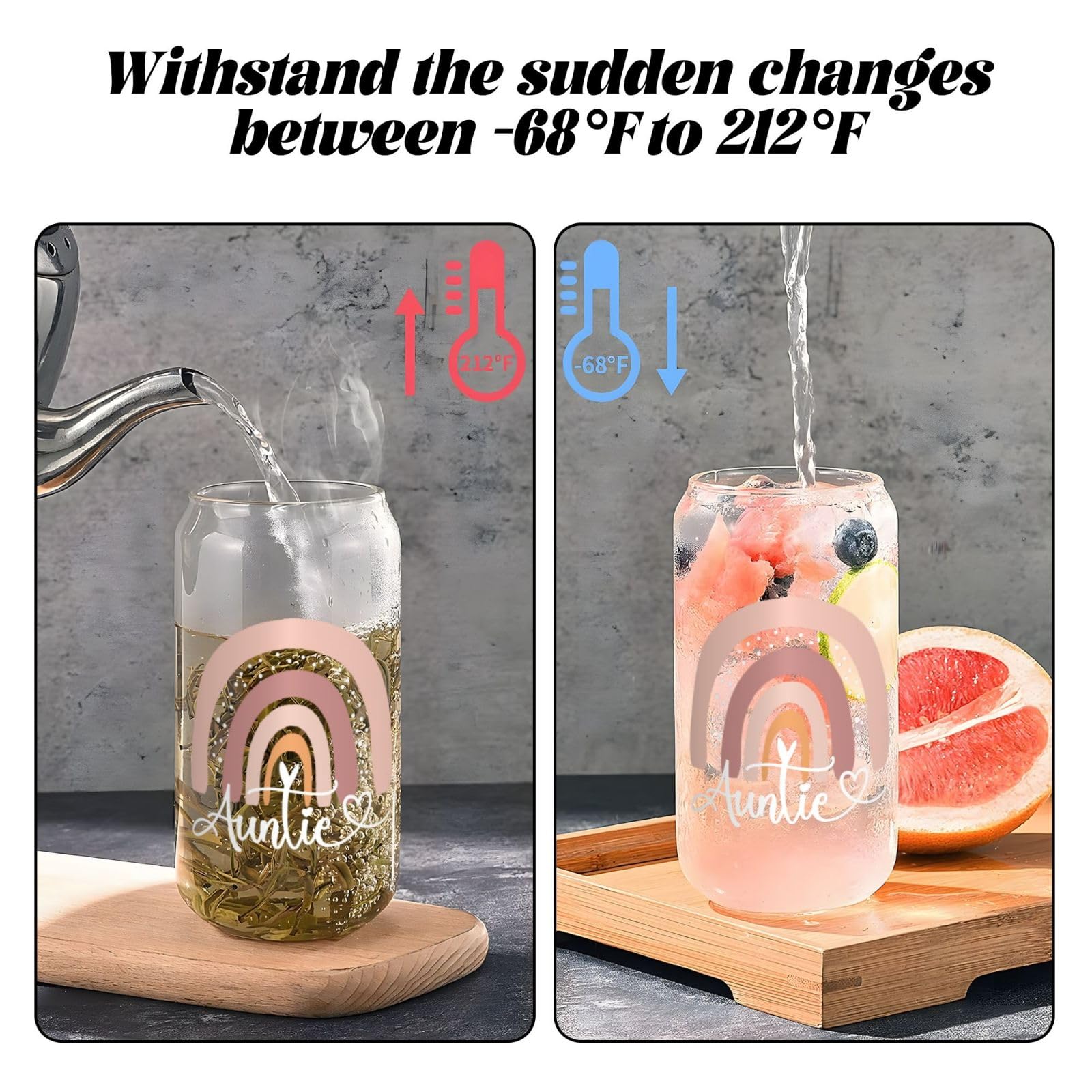 Auntie Glass Cups with Lids - Gifts for Mom! -6