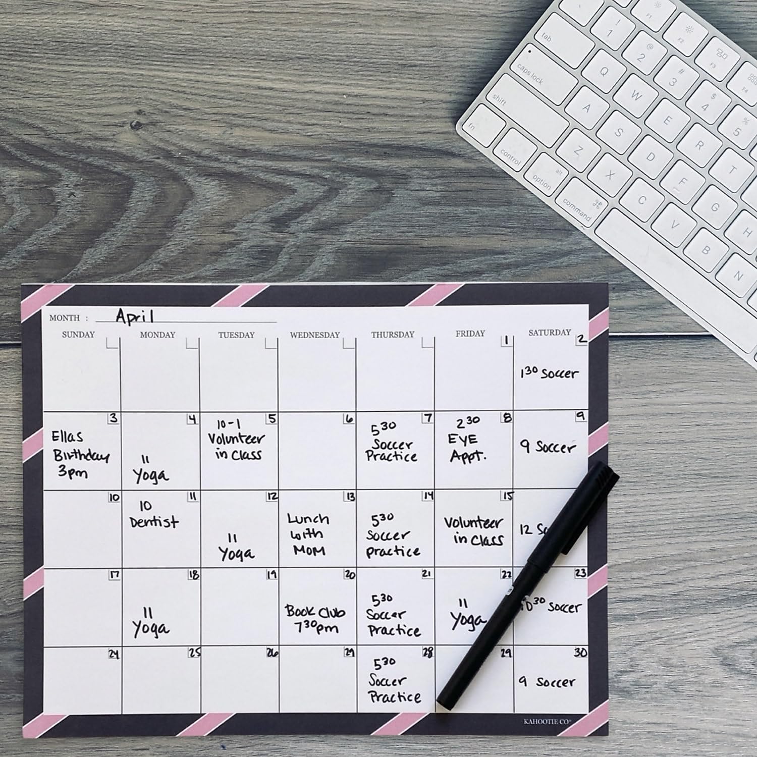 Monthly Calendar Notepad- 50 Undated Calendar Pages Customizable to Fit Your Organizational Needs, Large 8.5"x 11", Navy and Pink Stripe - Image 8
