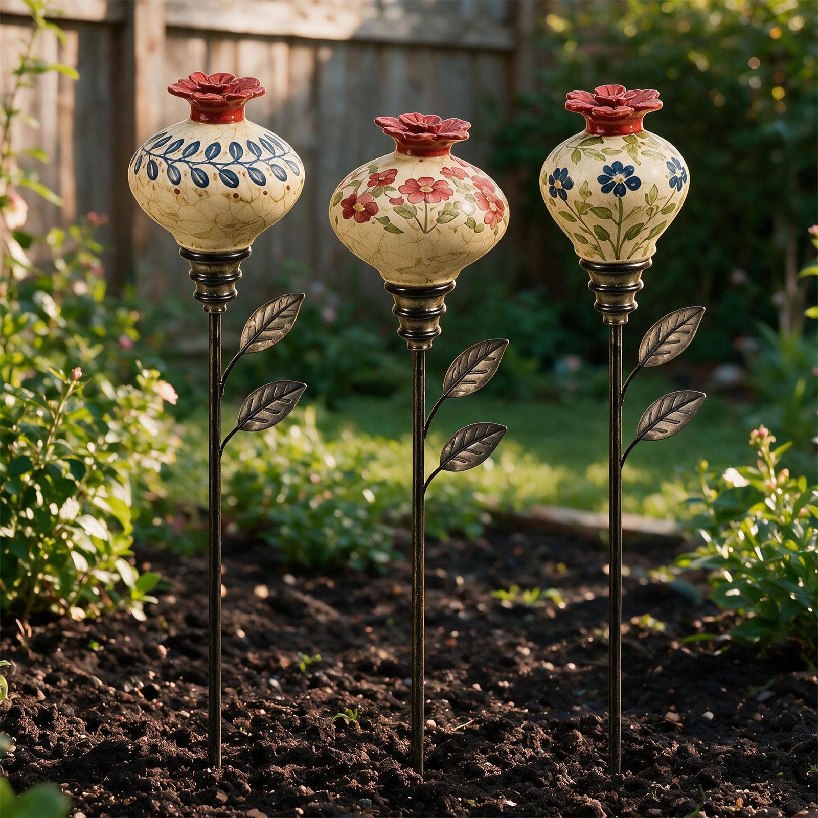 Vintage Keramik Kolibri Futterhaus, Blumen Nektar Vogel Deko