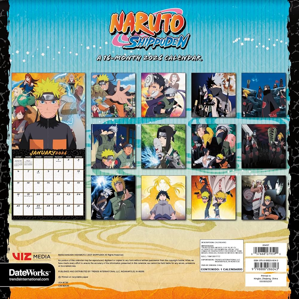 Amazon | 2026年 NARUTO - ナルト 疾風伝 壁掛け カレンダー | Trends