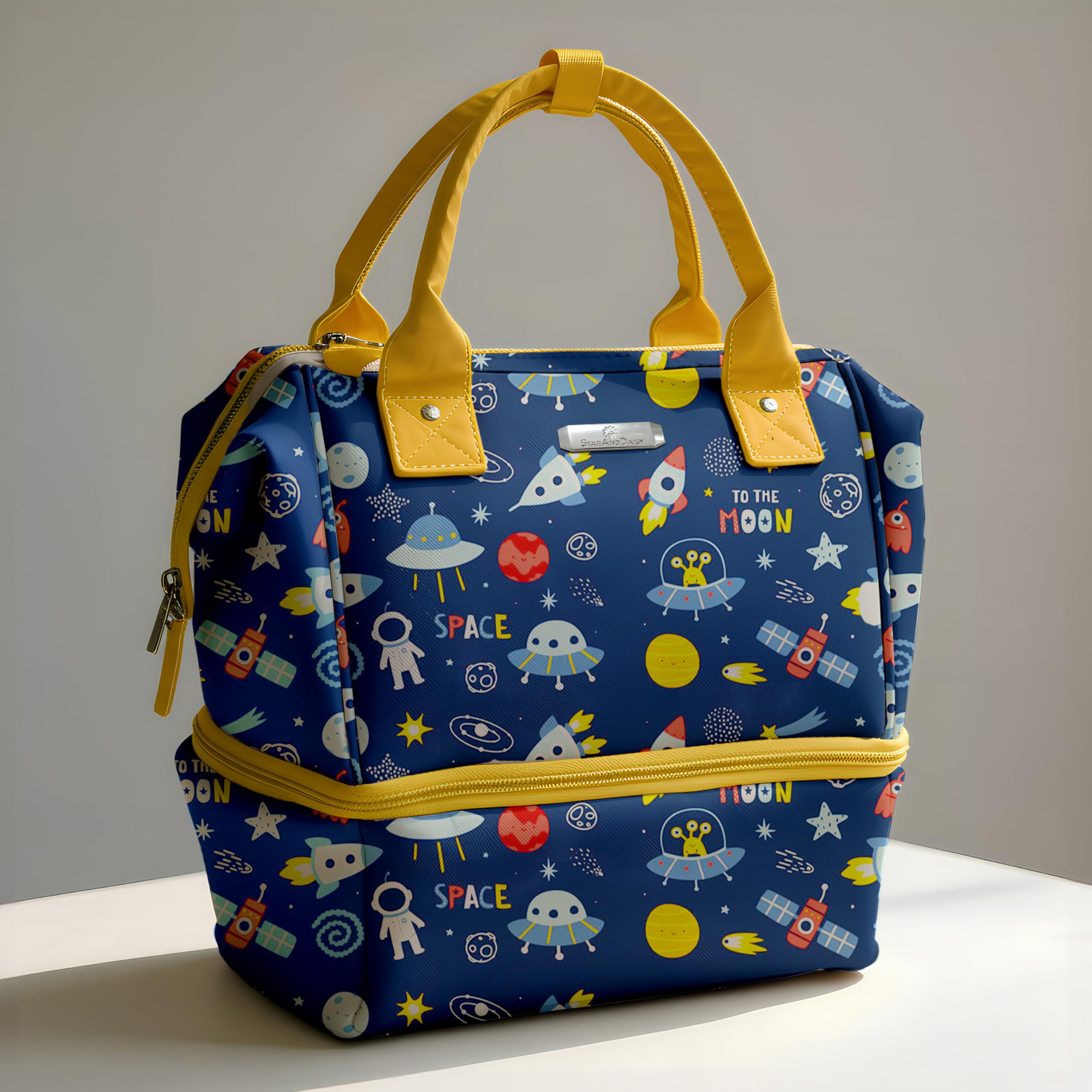 StarAndDaisy Travel Diaper Bag for Mothers – Stylish Handcrafted Bag with Insulated Compartment, Multiple Pockets & 12L Enhanced Capacity for Newborn Essentials - Space Print