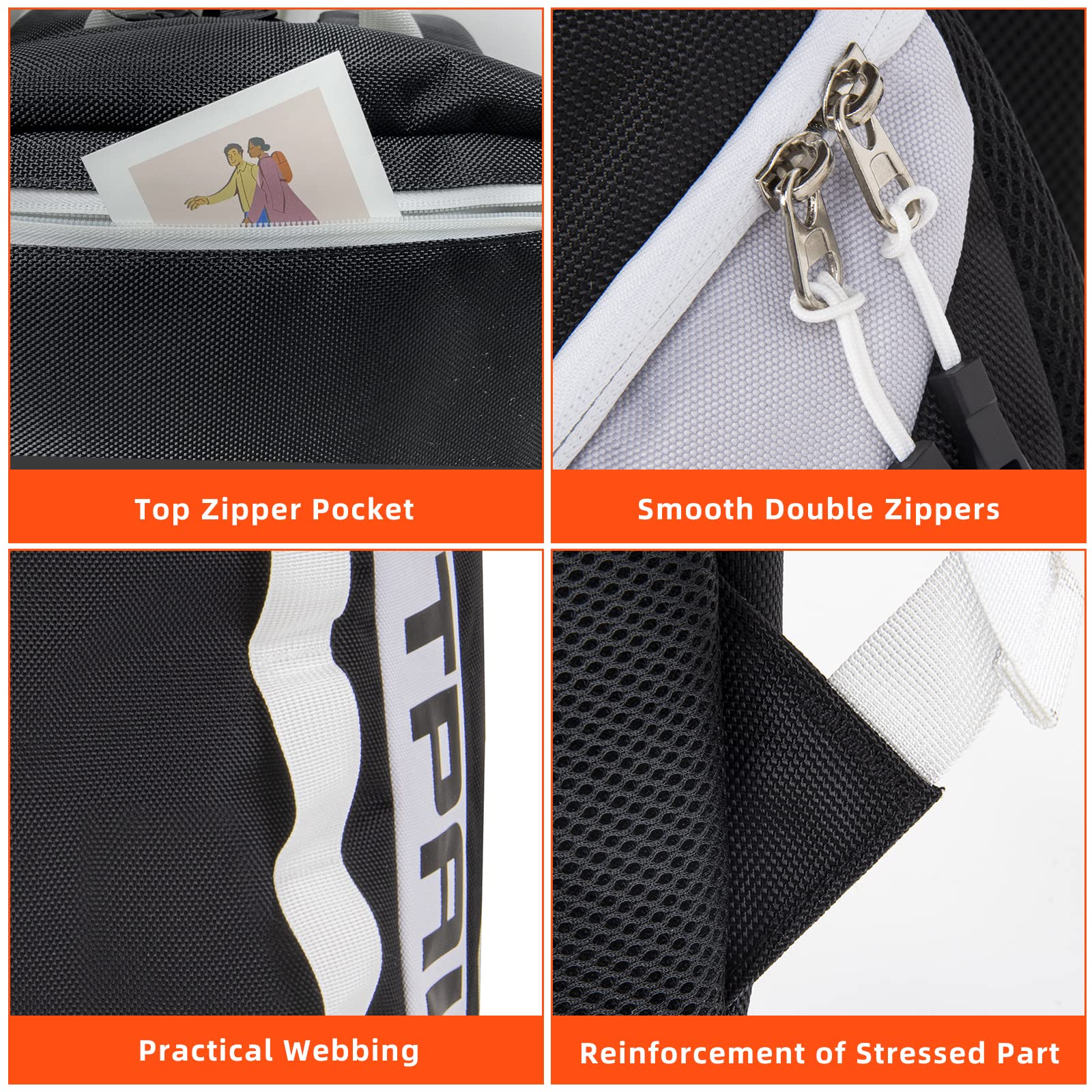 TPAID Baseball-Rucksack, große Kapazität, Softball-Tasche mit Schuhfach und Zaunhaken, leichte Baseballausrüstungstasche für Schläger, Helme, Handschuhe, Hüte, Kleidung, Schuhe