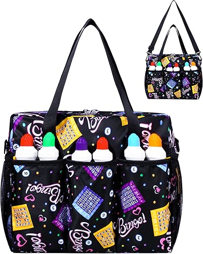 Bolsa de bingo para Bingo Daubers Dabbers Dobbers Bolsas de bingo con bolsillos para juegos de bingo, suministros de cosas, bolsa de mano de bingo