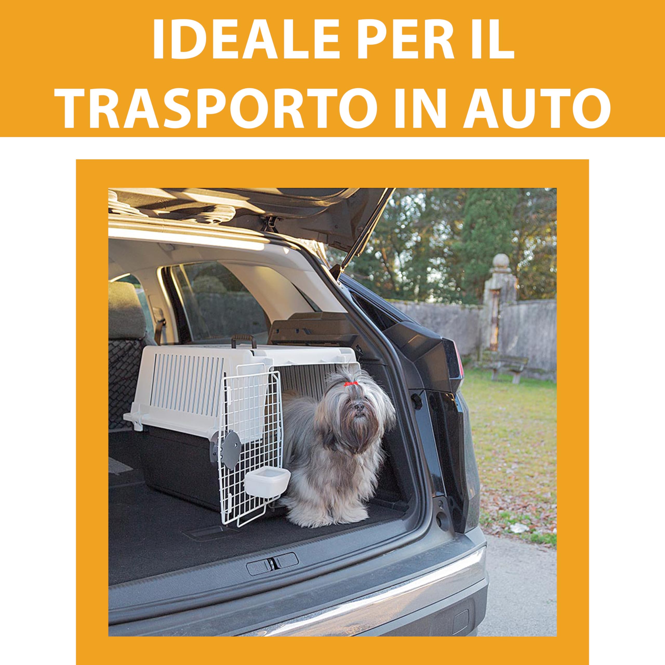 Ferplast Trasportino per cani di taglia media ATLAS 40 PRO, Box per trasporto animali, Porta in acciaio plasticato, Sistema di chiusura di sicurezza, Griglie per l'aerazione, 49 x 68 x h 45,5 cm