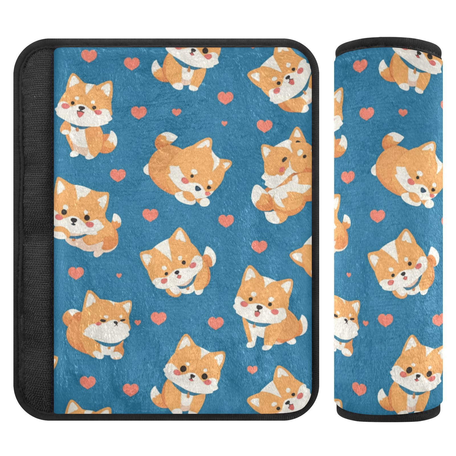 Seat Belt Covers 2 Pack Corgi Heart Car Seat Strap Covers Super Soft Funny Car Seat Neck Cover for Boys Girls Adults Babies M