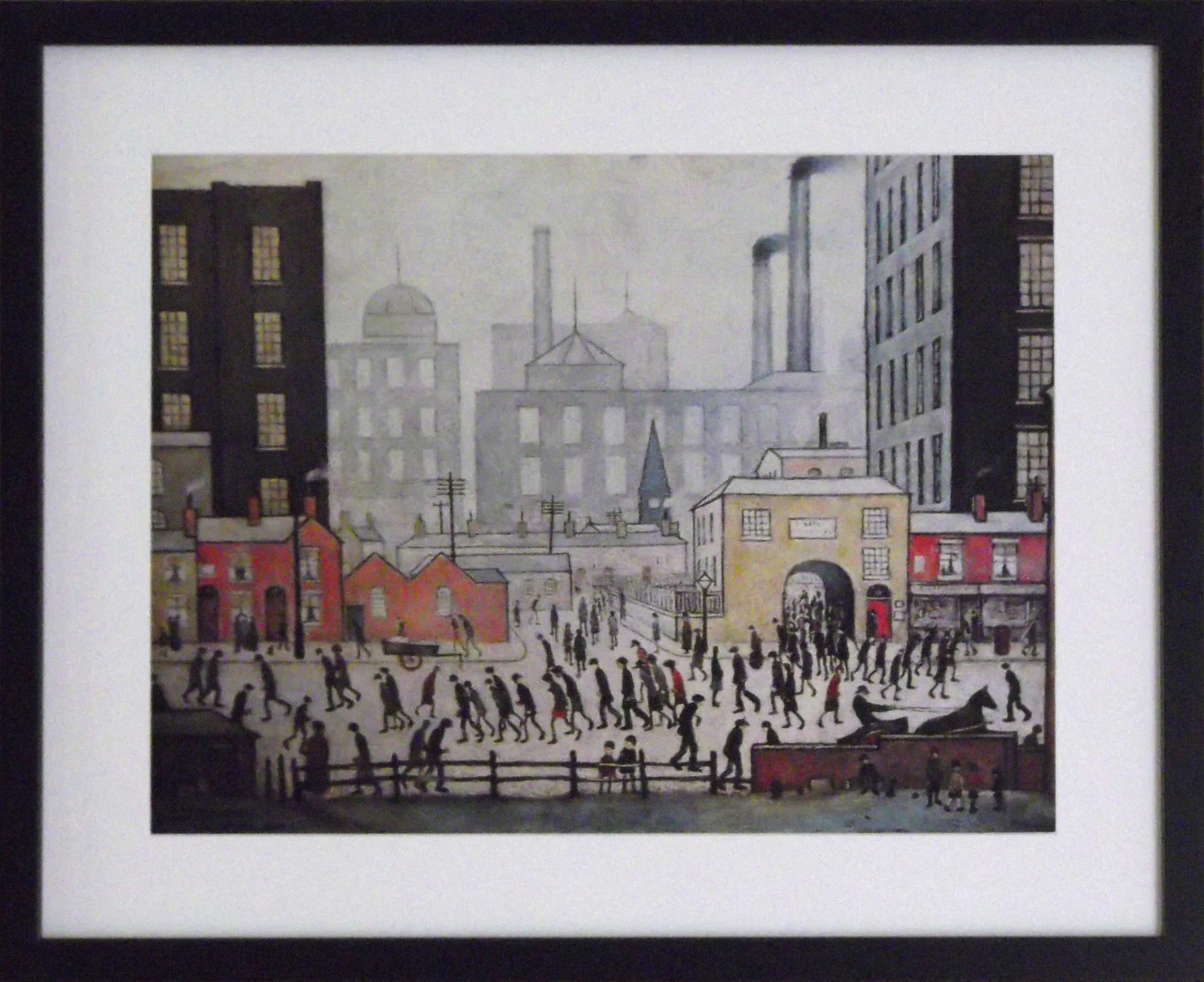 Stateoftheart-Uk Black Authentic L S Lowry Print - Coming From The Mill - 21 X 17Inch Sustainable Engineered Wood Frame - Textured Image In Mount