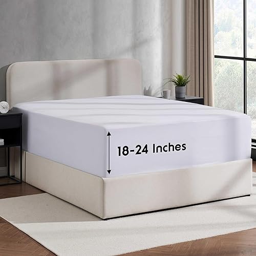 Nestl Bedding - Sábanas bajeras con bolsillo profundo de 53 cm