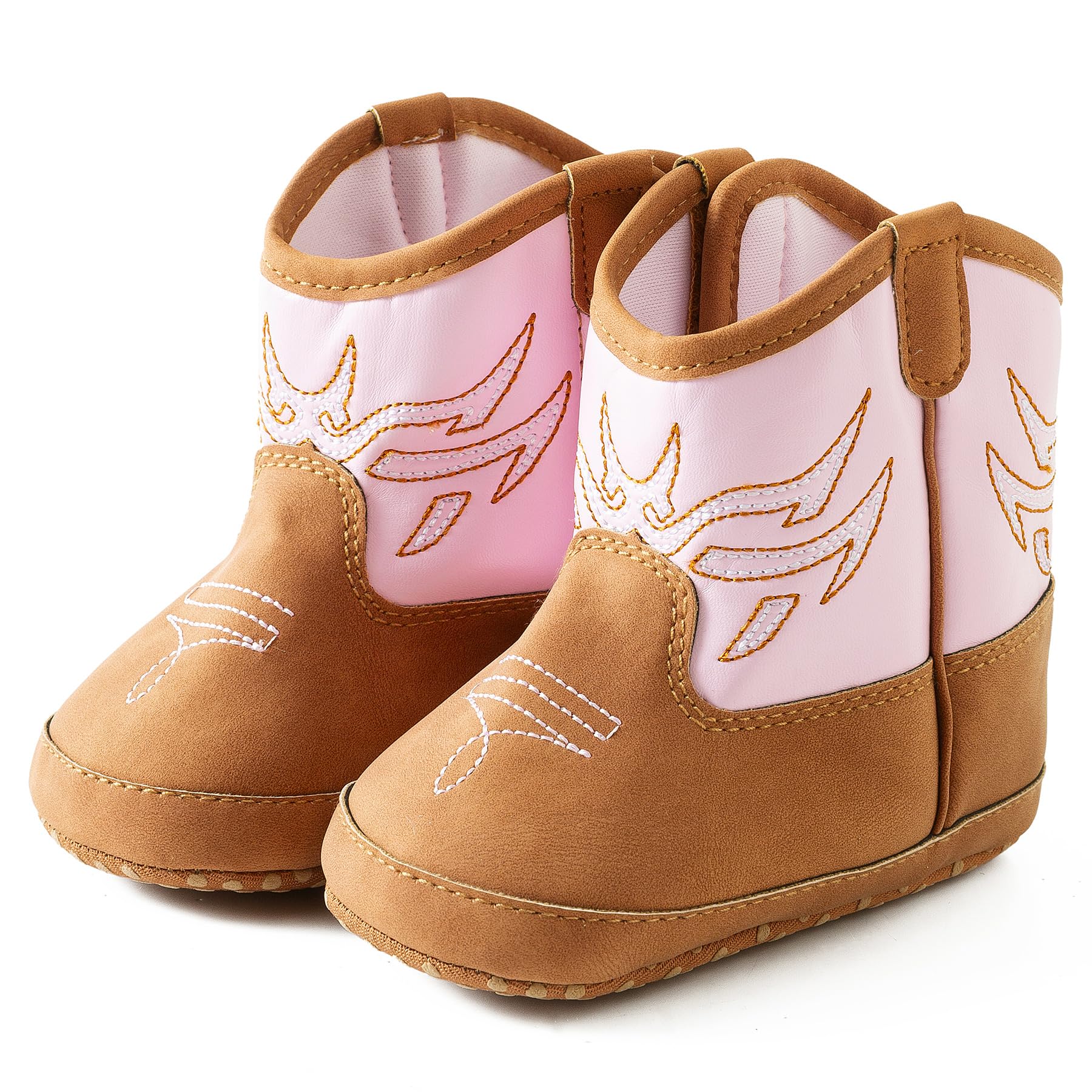 Jastore Baby Boys Girls Cowboy Boots Infant Western Booties Toddler Soft Sole Non-Slip First Walker Crib Shoes