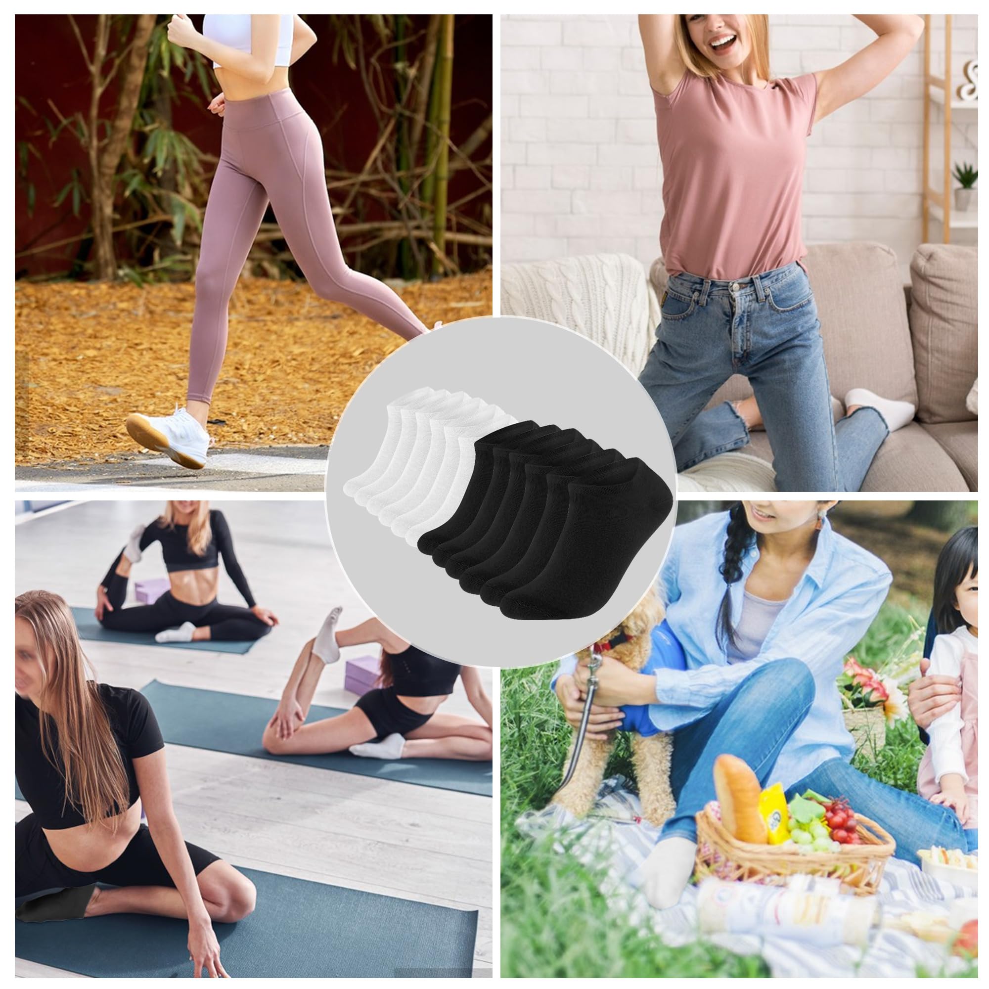 Lakpoau 12 Paia Calzini Corti Uomo & Donna,Corti Cotone Calzini Sportivi Corti Traspirante Sportive Calze Donna Running Calzini 35-38 39-42 43-46 47-50 Unisex ZD2301 - 3