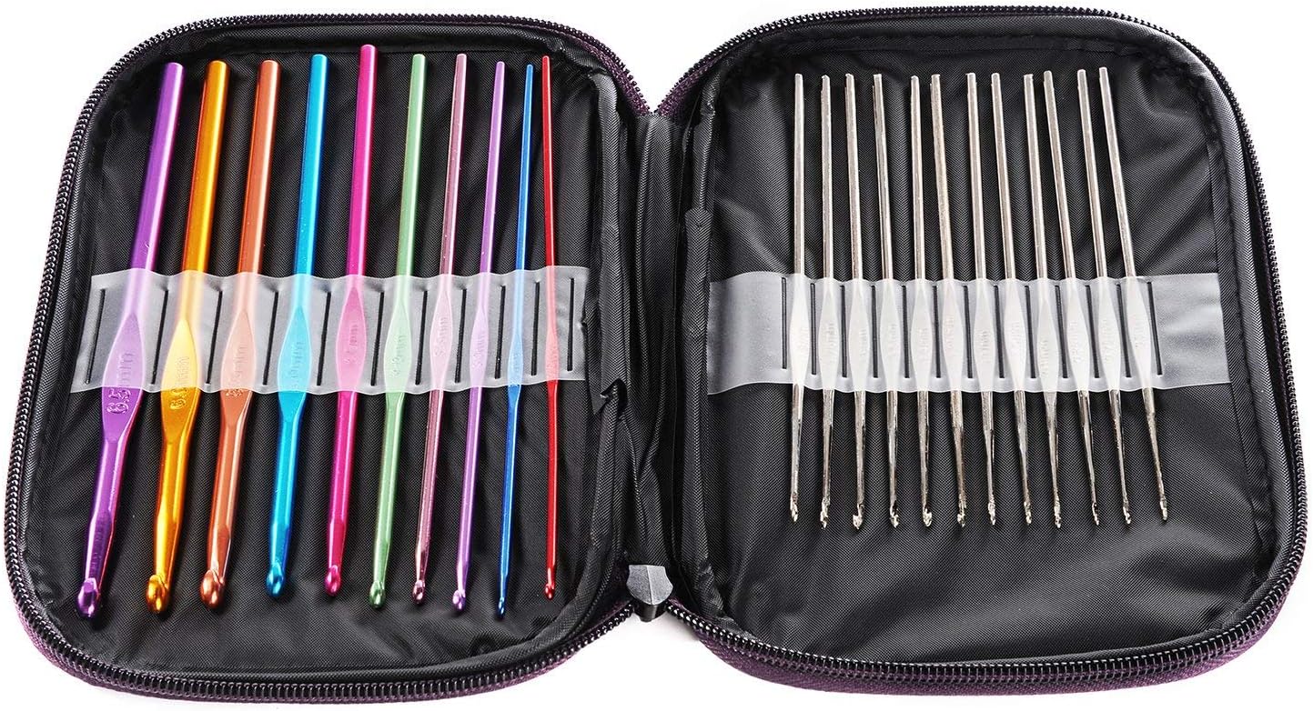 Maxure 14 Pcs Multicolor Aluminium Crochet Crochets Aiguilles