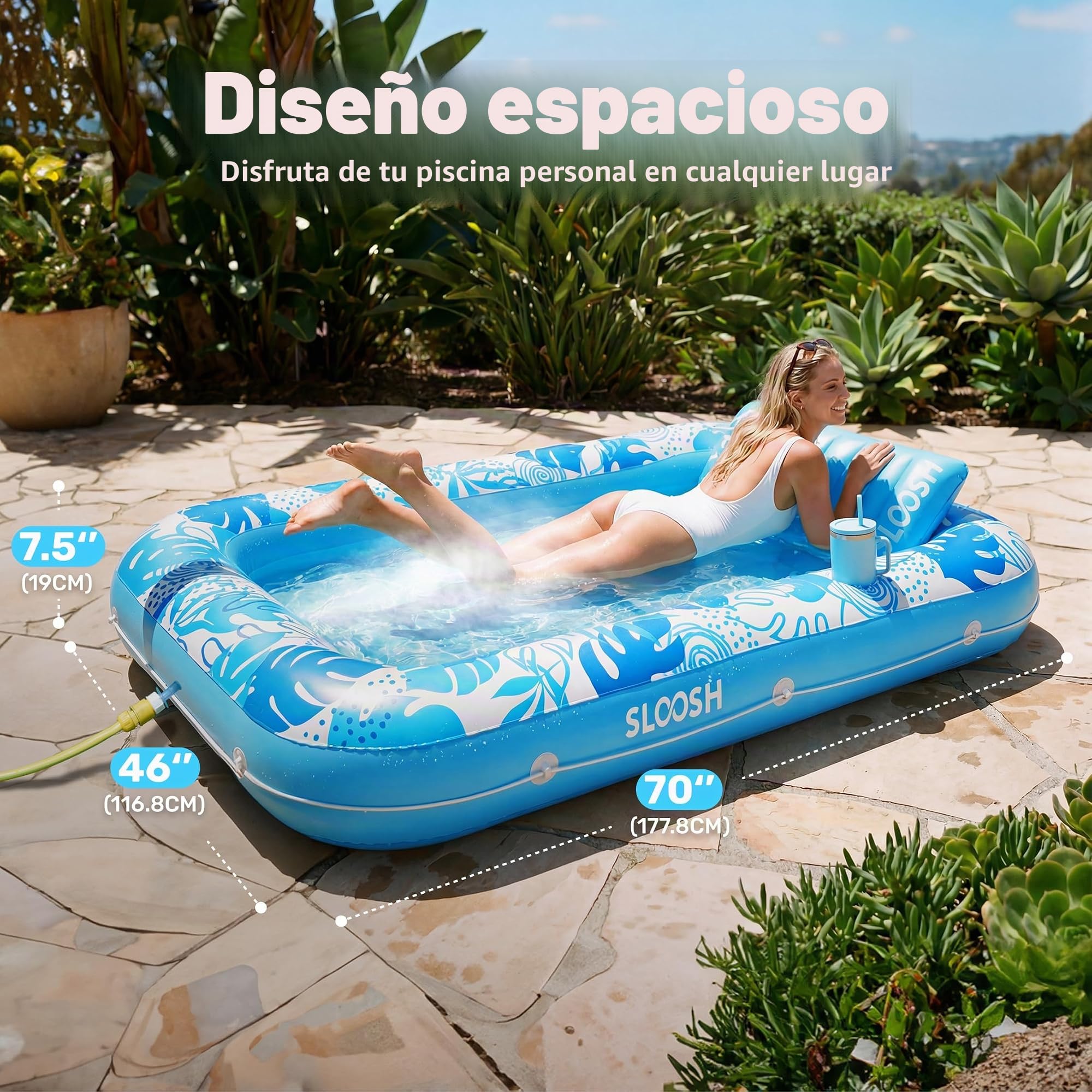 Flotador inflable de piscina de bronceado Sloosh, balsa de bronceado para adultos, flotador de piscina, balsa para tomar el sol, tumbona de bronceado inflable para piscina, cama de bronceado para