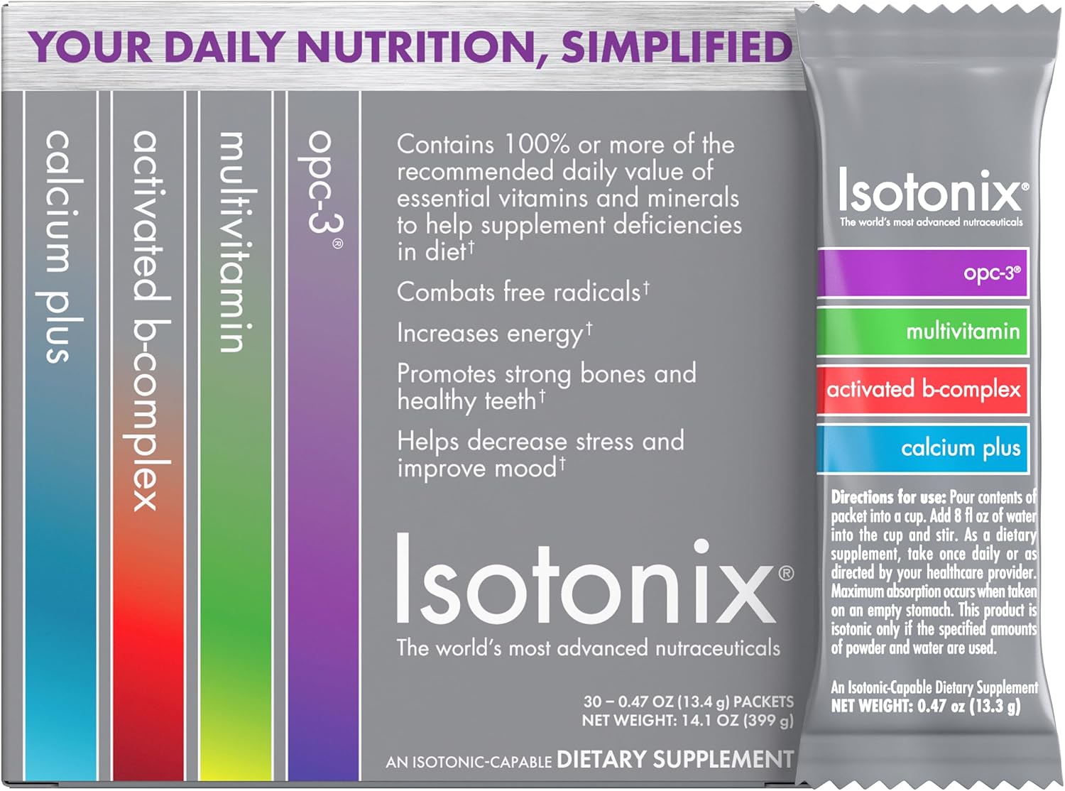 Isotonix Daily Essentials Packets – Antioxidant Supplements with OPC-3, Multivitamin, B-Complex & Calcium Plus – Gluten-Free, Non-GMO, Fast Absorption Vitamins for Energy, Immunity, and Bone Health