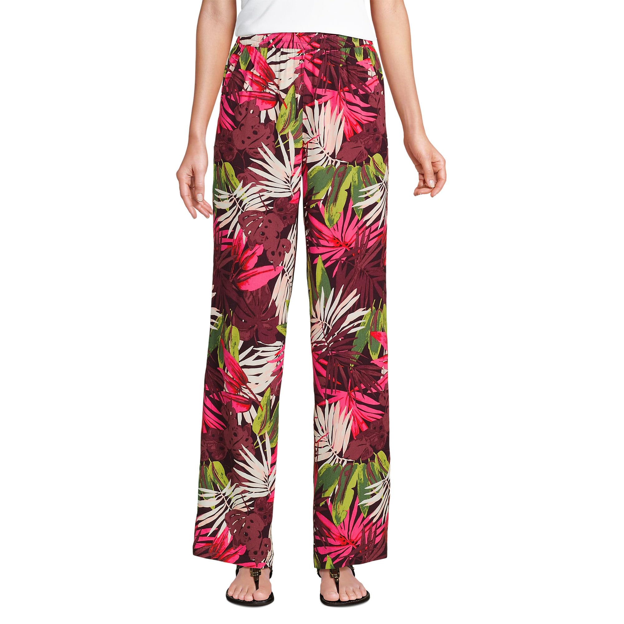Lands End Womens Rayon High Rise Wide Leg Pants - Set Bottom