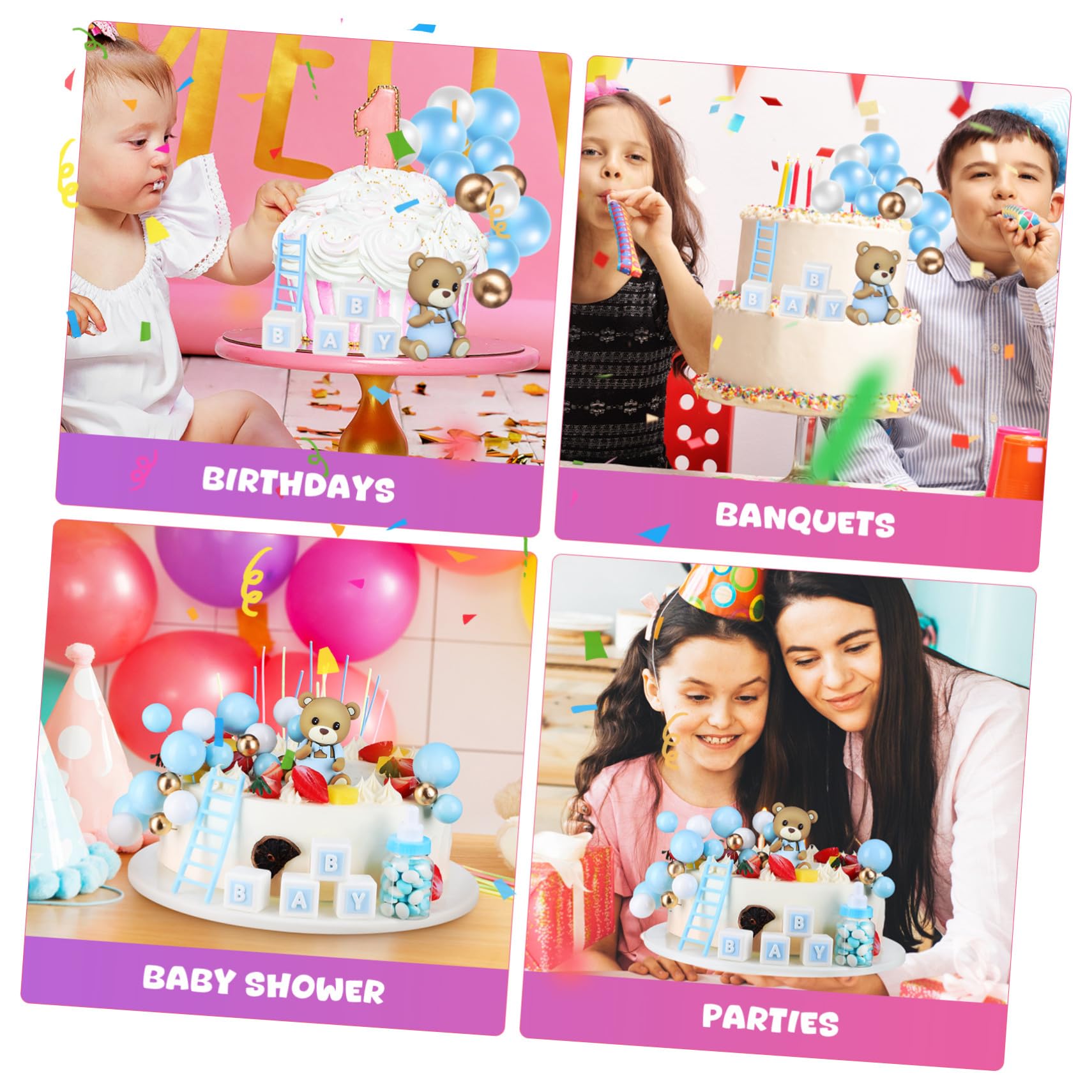 Kuchendekorationen Kuchen Topper Babyparty Kuchendekorationskugeln Tortendekorationen für Babys Babypartydekorationen blau - -Dusche-Dekorationen Kuchendeckel Plastik