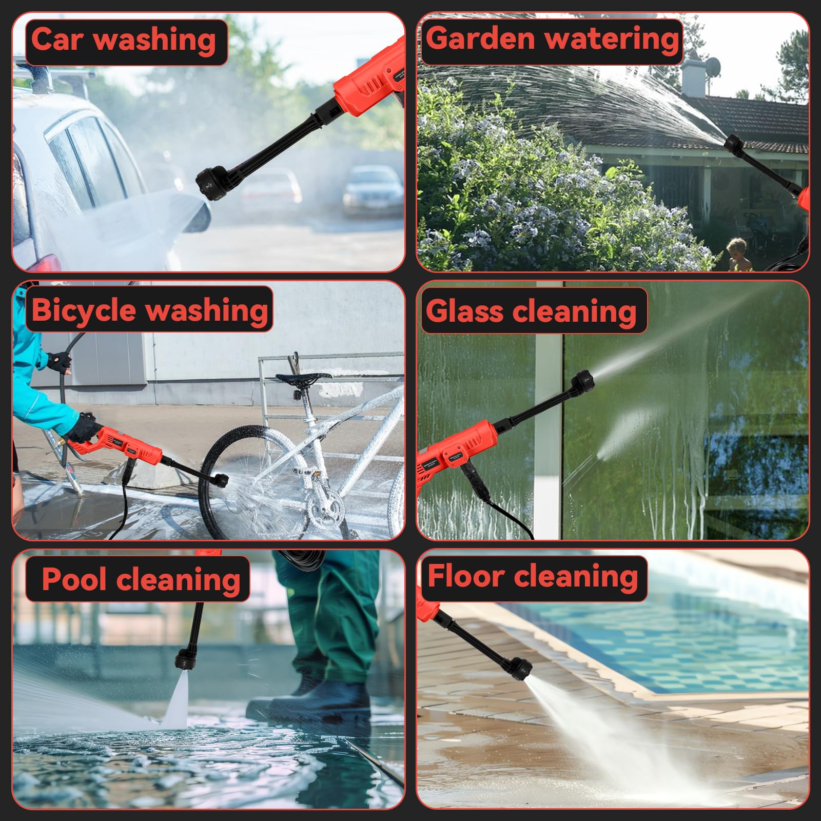 Lavadora a presión inalámbrica para batería Milwaukee M18 de 18 V, 1000 PSI, lavadora eléctrica portátil de mano con boquilla 6 en 1, olla de espuma y manguera de 5 m para coche, hogar, jardín