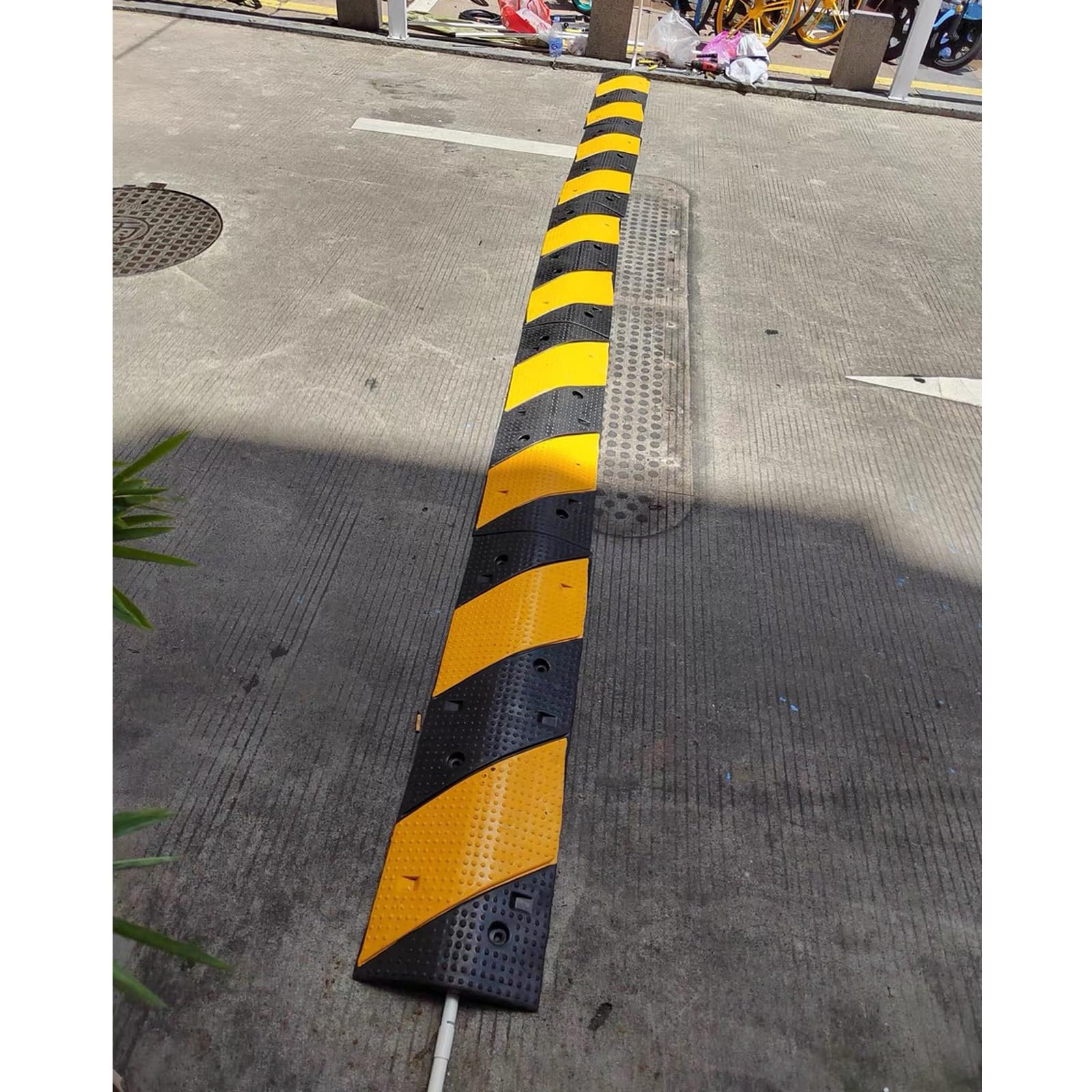 WXXZCE 2pcs 100cm Dossi Stradali in Gomma, Dosso Artificiale per Garage Canalina Passacavi, per Garage, Strade Sterrate, Asfalto, Cemento, Carico Massimo 30t