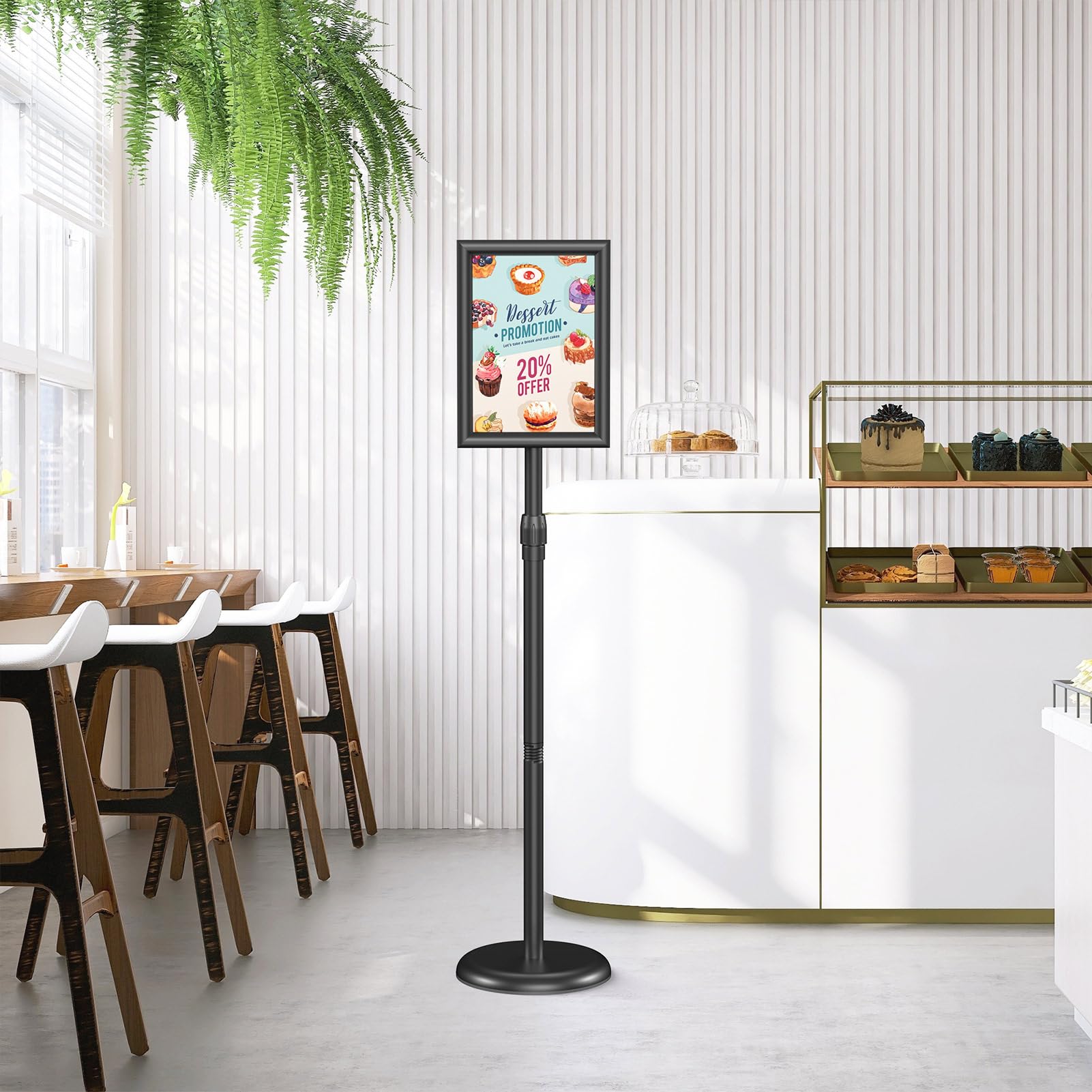 Relx Schilderhalter, Ständer, 21,6 x 27,9 cm, verstellbarer bodenstehender Schilderhalter, Beschilderungsständer mit Schnapprahmen, Display für Einkaufszentren, Schulen, Restaurants (schwarz)