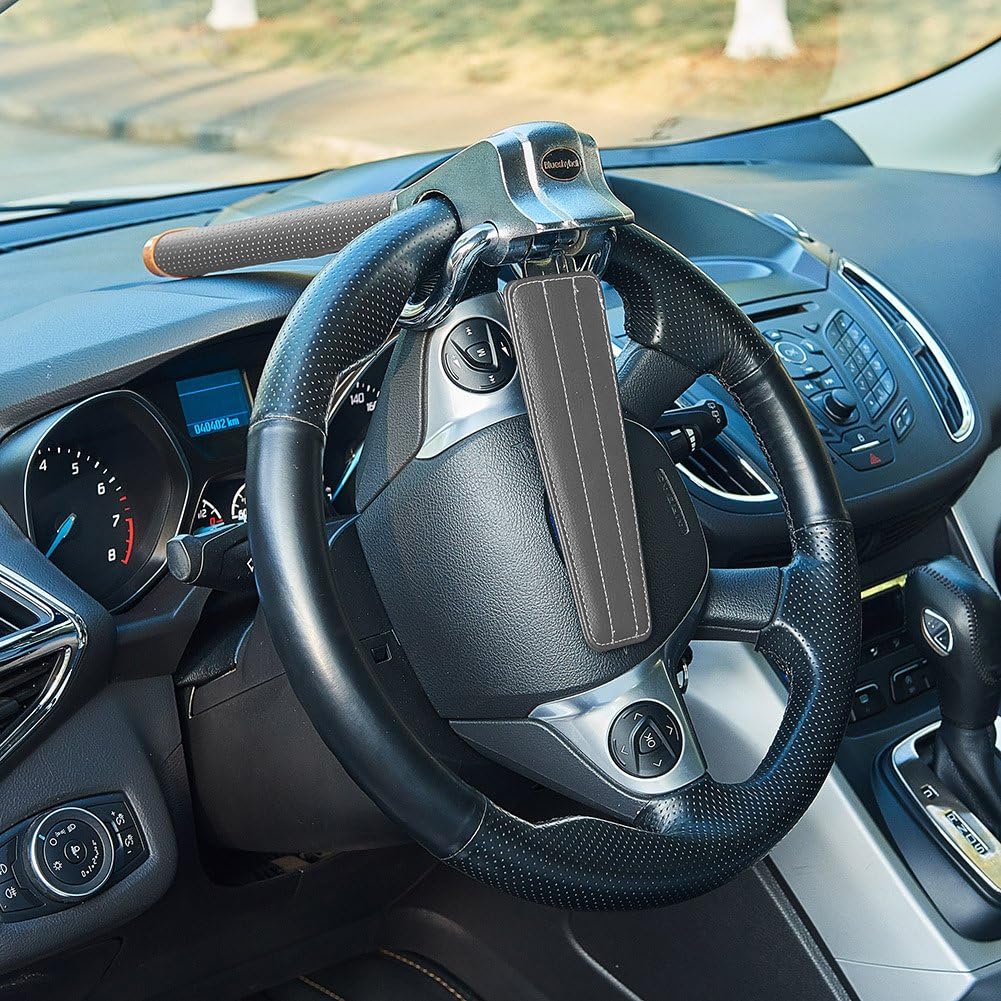 Blueshyhall Vehicle Steering Wheel Lock, Anti Theft Locking Devices Heavy Duty Security Lock for Auto Car Truck SUV Van Camper, Grey