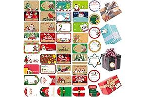 Christmas Stickers, Christmas Gift Tags, Self Adhesive Name Tags Christmas Wrapping Paper...