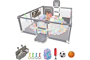73" x 71" Baby Playpen with Basketball Hoop