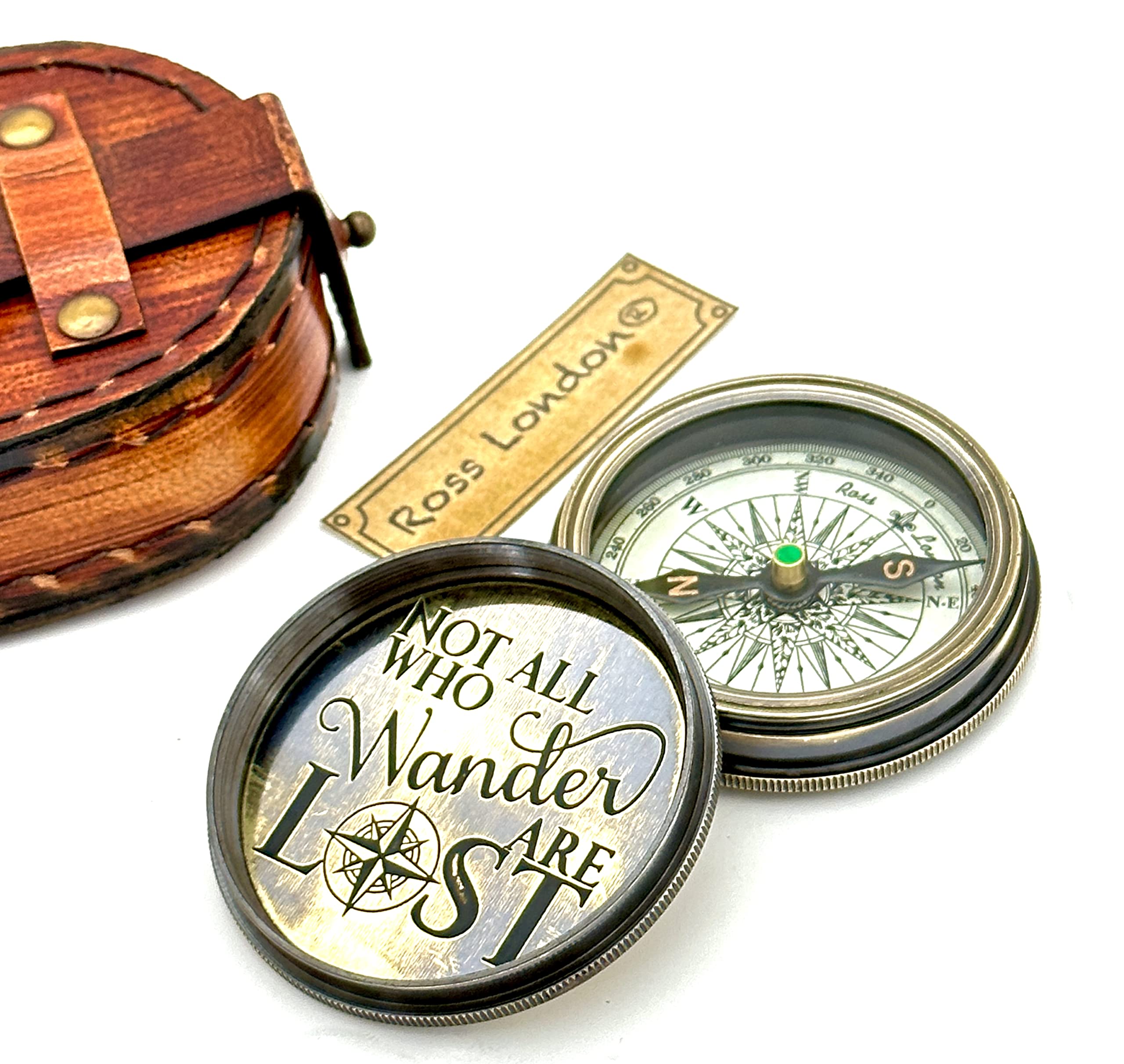 Bussola Tascabile Nautica Vintage Fatta A Mano In Ottone - Foto 10