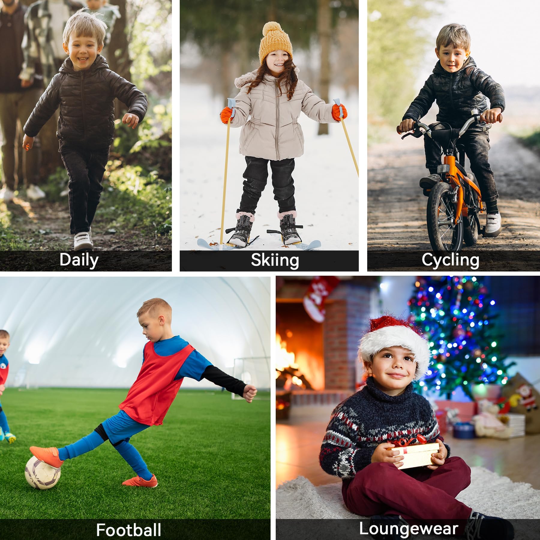 AMZSPORT Biancheria Intima Termica per Bambini, Set Intimo a Manica Lunga per Ragazzi, Comfort e Traspirabilità per lo Sci, il Calcio e gli Sport Invernali