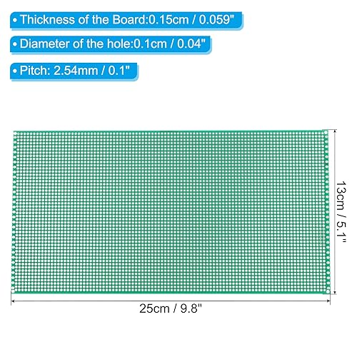 Miniatura 2 de PATIKIL Circuito de placa PCB de 9.8 x 5.1 pulgadas, 4 placas de soldadura de prototipo Perfboard para soldadura de bricolaje y placas de circuito
