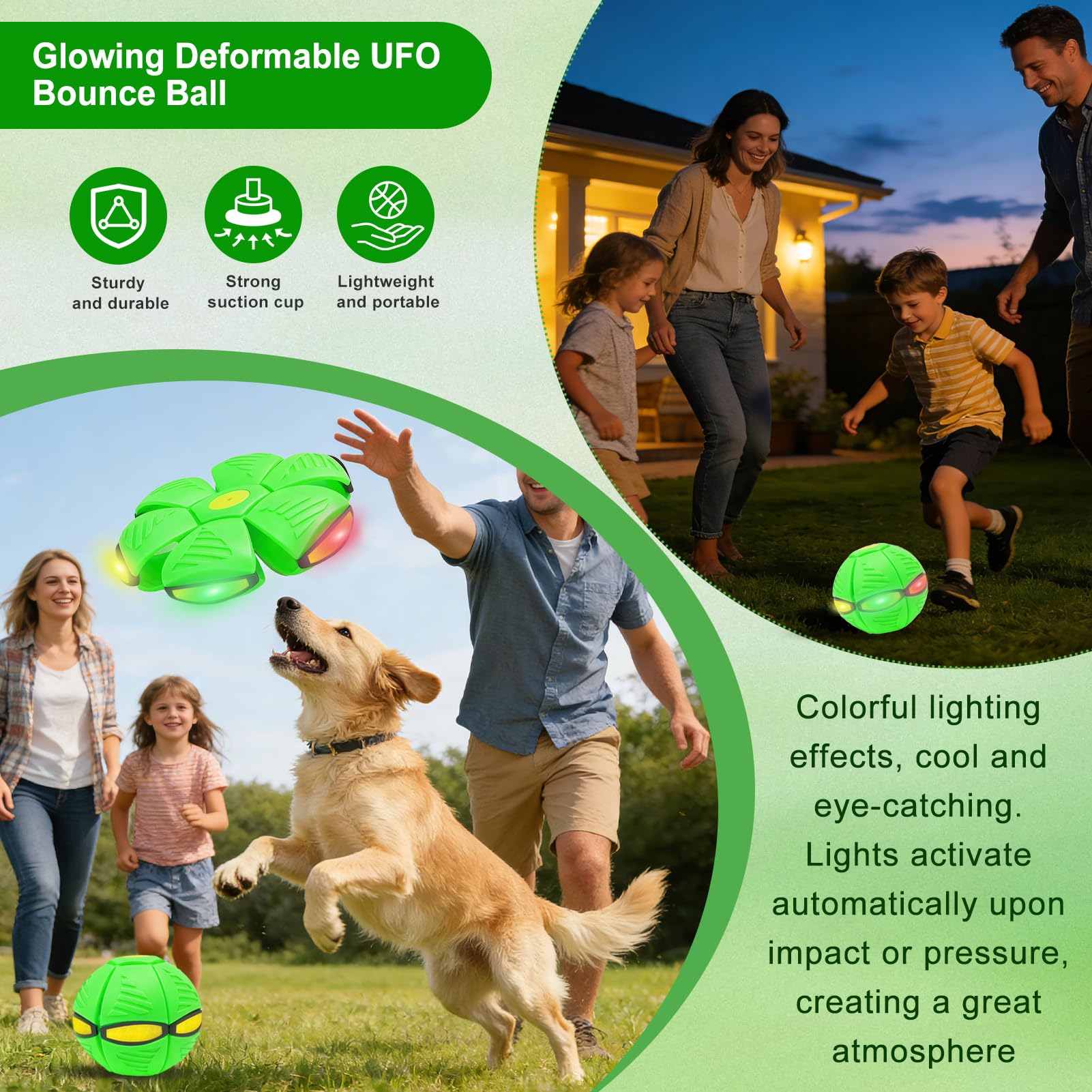 Platillo Volador mágico, Mini Frisbee Transformable en Balón, Flat Ball , Nueva Bola mágica de 2026 con 6 Luces, Bola Voladora, Pelota Voladora para Niños, Regalo Niño Innovador, Juguete para Perros