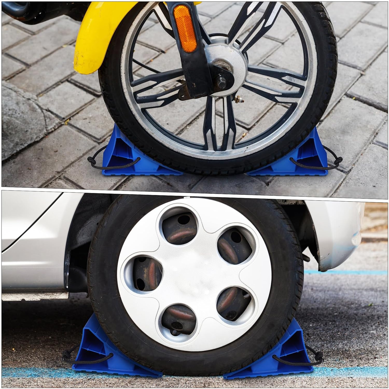2pcs Vehicle Wheel Chocks Plastic Stop Blocks for Car Use