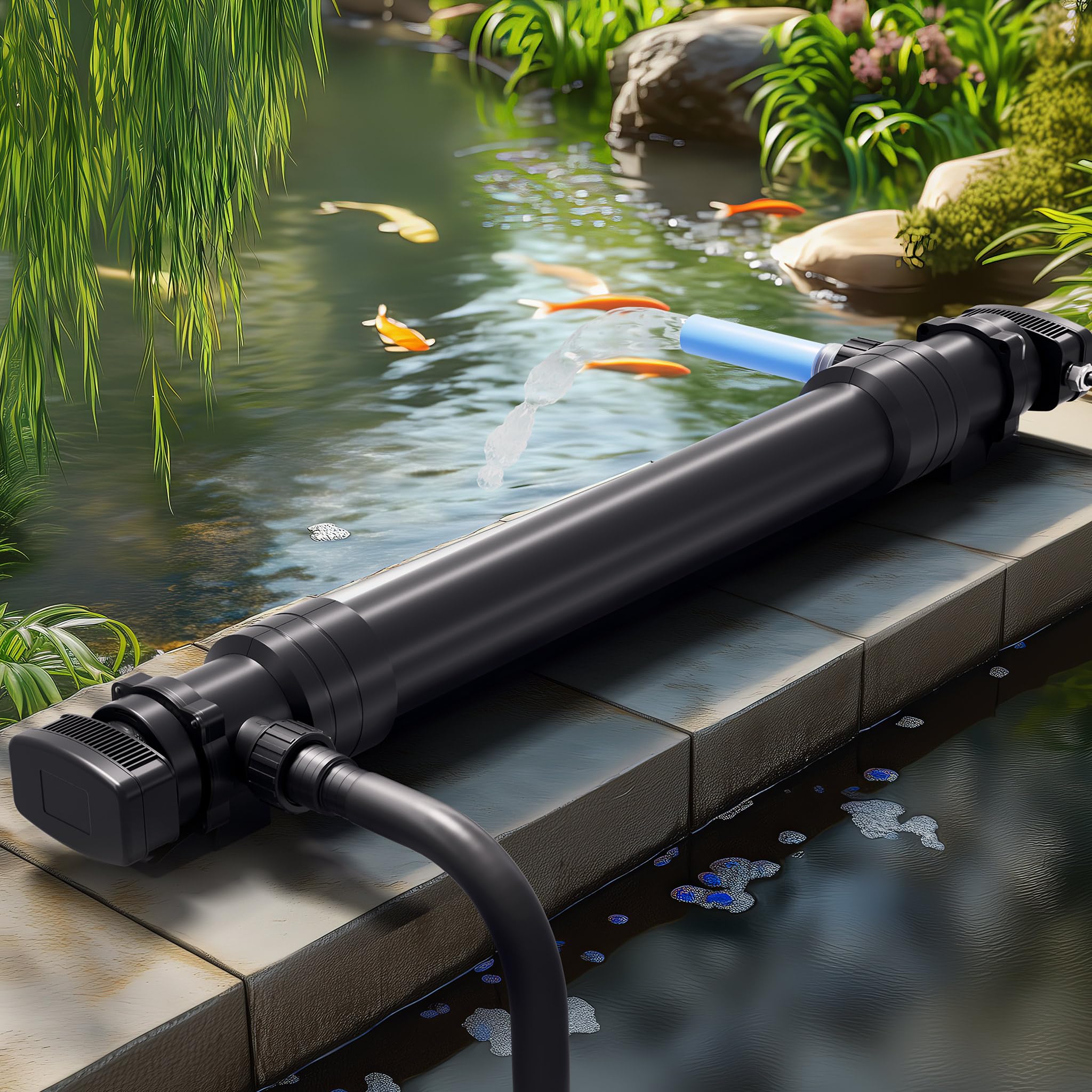 SunSun CUV-672 Teichklärer 8000 l/h / 72 W UVC, Vorklärgerät für Teichfilter & Teichpumpe, Wasserklärer mit UV-Lampe, Lichtfilter zur Algenbekämpfung