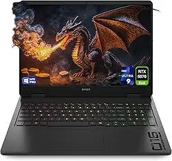 HP Laptop para jogos OMEN 16, Intel Ultra 9-285H, 64 GB DDR5 RAM, SSD PCIe de 4 TB, tela WQXGA de 16 polegadas (2560 x 1600) 240 Hz, Nvidia G-Force RTX 5070, teclado retroiluminado RGB, W11 Pro