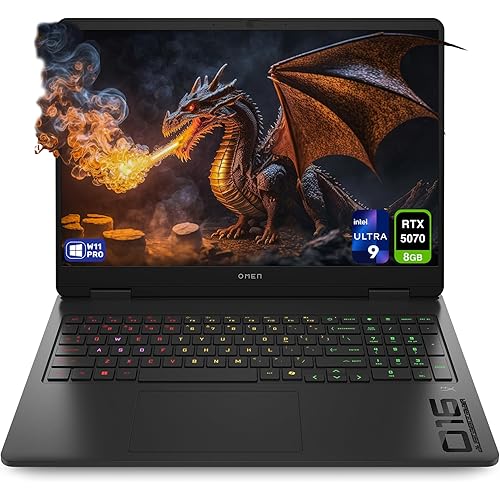 HP OMEN 16 Gaming Laptop, Intel Ultra 9-285H, 64 GB DDR5 RAM, 4 TB PCIe SSD, 16" WQXGA (2560x1600) 240Hz Display, Nvidia G-Force RTX 5070, RGB Backlit Keyboard, W11 Pro, Shadow Black