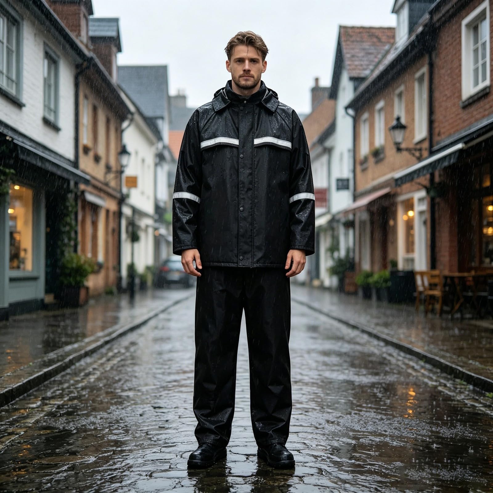 Traje de lluvia para hombre y mujer, reflectante, plegable, chaqueta y pantalones de lluvia, conjunto holgado para moto, traje de entrenamiento ligero para exteriores, senderismo, camping