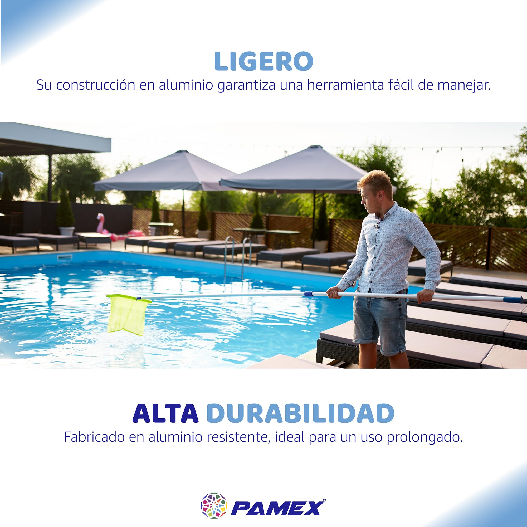 PAMEX Palo Extensible 5 metros Aluminio Mango Telescópico Profesional