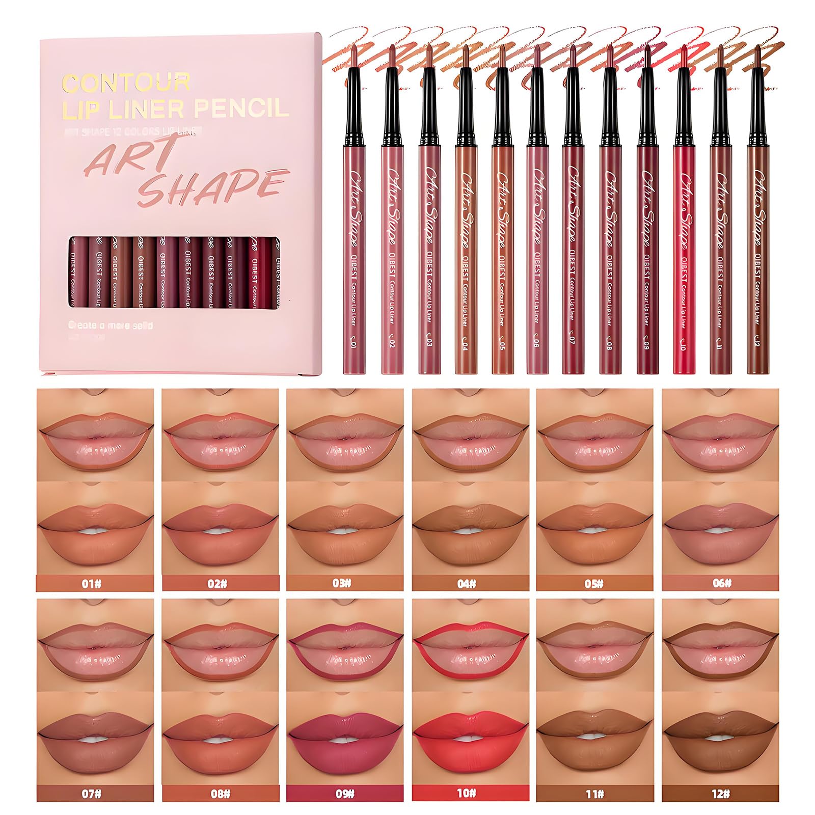 12PCS Matte Lip Liners Set, Waterproof, Long Lasting Lip Liner and Lipstick - Image 4