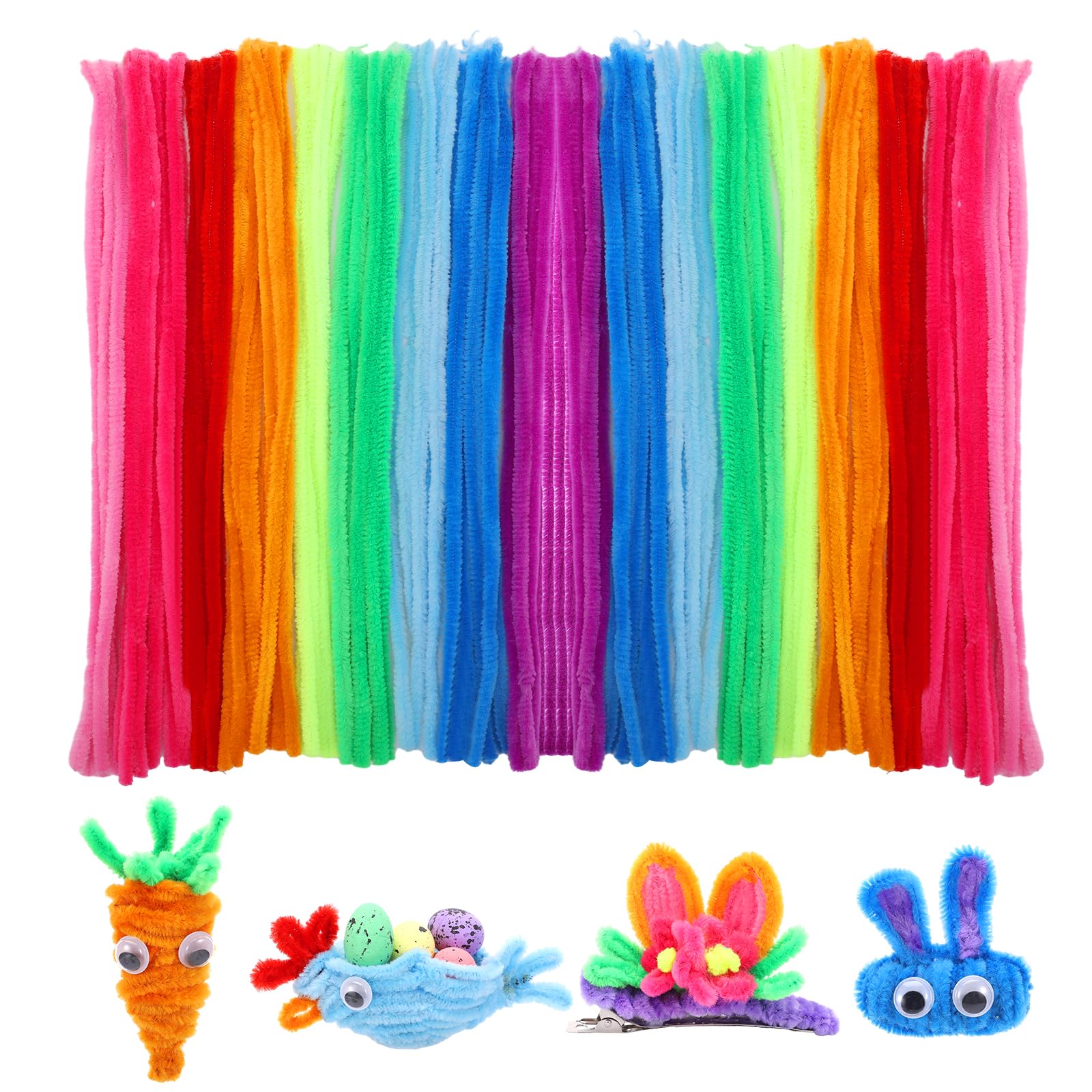 100 Kits de Bricolage de Rennes pour Noël – Avec fils chenille marron, sachets de bonbons, rubans, pompons moelleux, yeux mobiles et autocollants festifs – Parfaits pour bricolage & cadeaux
