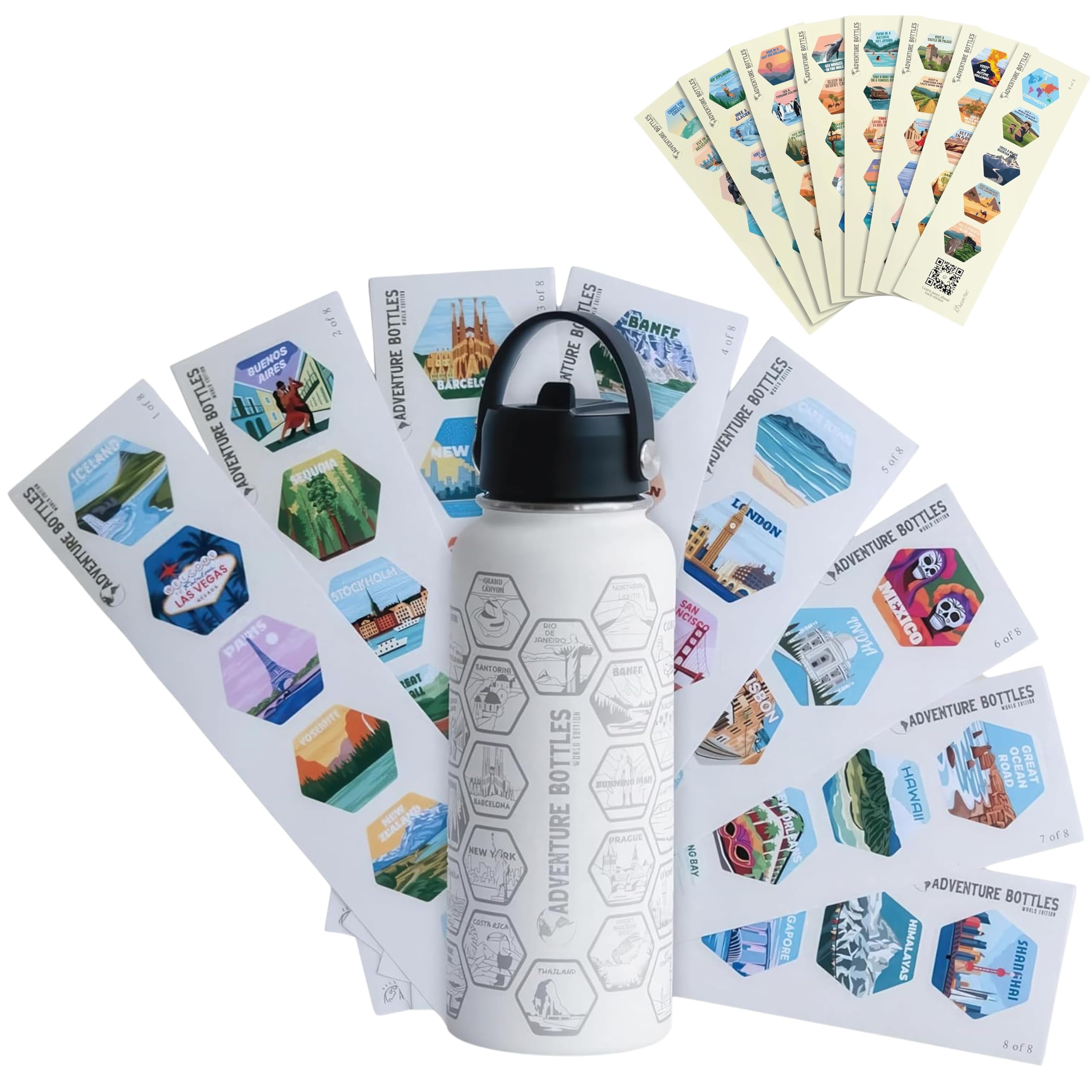 Adventure Bottle Awesome Maps avec autocollants Achievement gourde de voyage interactive