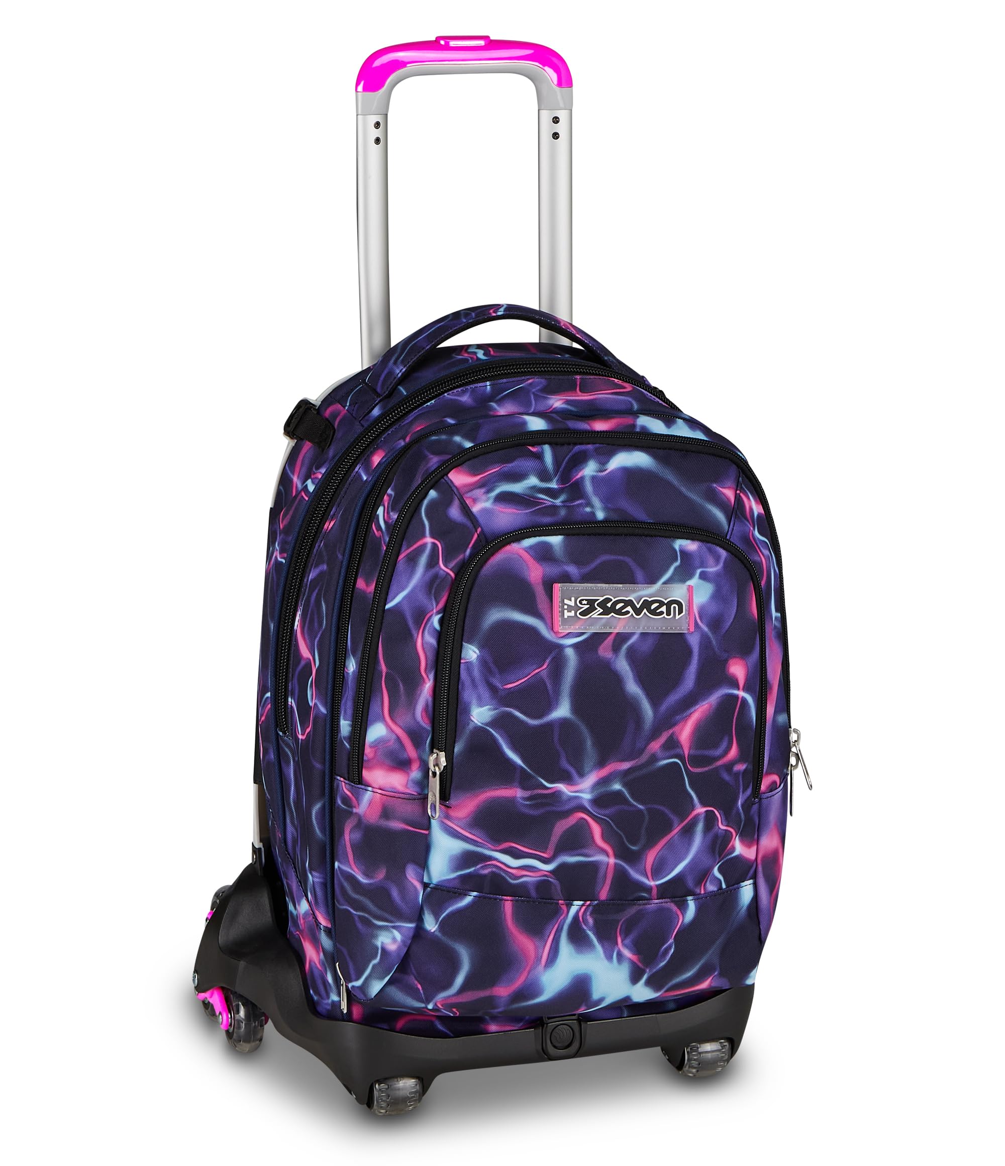 Seven Trolley Scuola Jack 8 Ruote Detach ELECTRICVIBE GIRL, Viola, 43 L, Scomponibile, Zainetto staccabile, 4 in 1, Cross-over System, Tasche multifunzione, Scuola elementare e media, Bambina, Ragazza