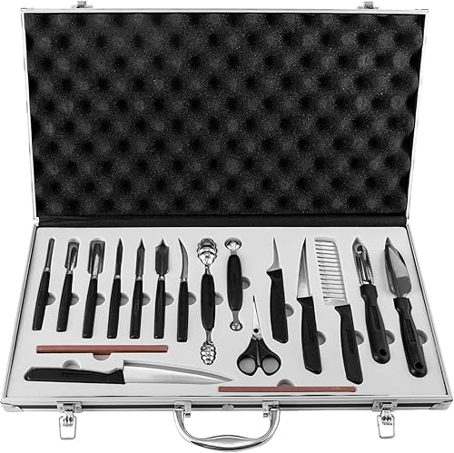 Kit de herramientas de modelado de escultura de cocina para cocinero 18 piezas de verduras y frutas para cocinero bricolaje con caja de transporte