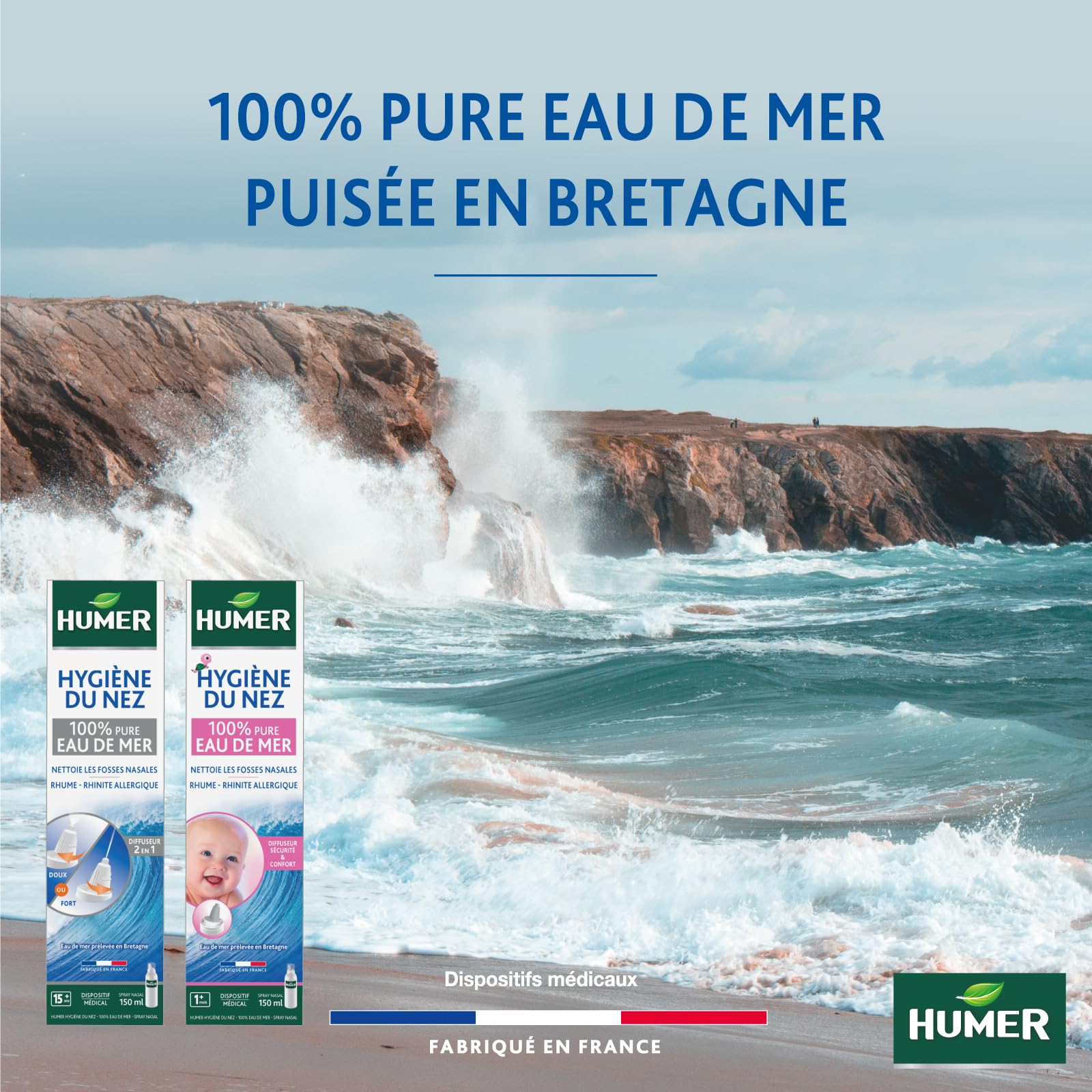 Humer - Spray nasal Hygiène du nez Adulte - 100% eau de mer - Excellente tolérance - 150ml