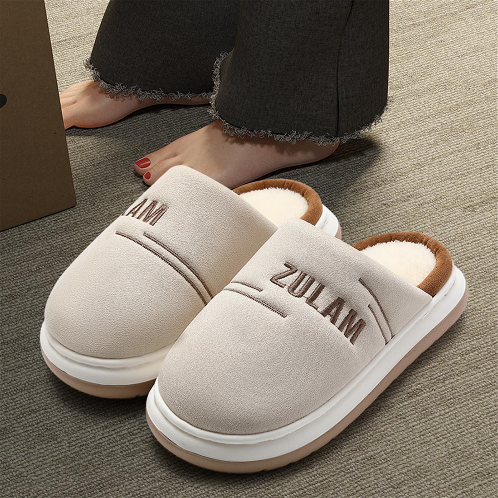 Pantofola Invernale Autunno E Inverno Casa Interna Calda Coppia Pantofole di Cotone Peluche