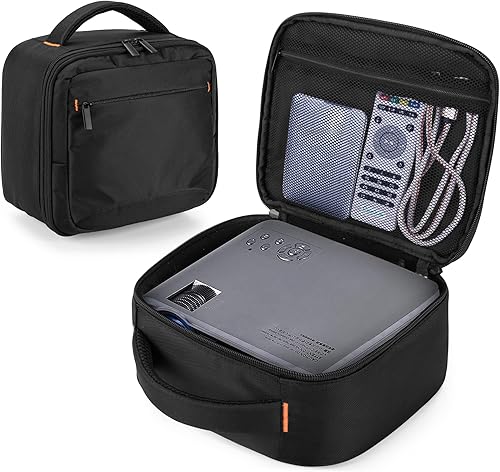 CURMIO Estuche para proyector, bolsa de transporte para mini proyector compatible con DR.J Professional y QKK Mini proyector, color negro