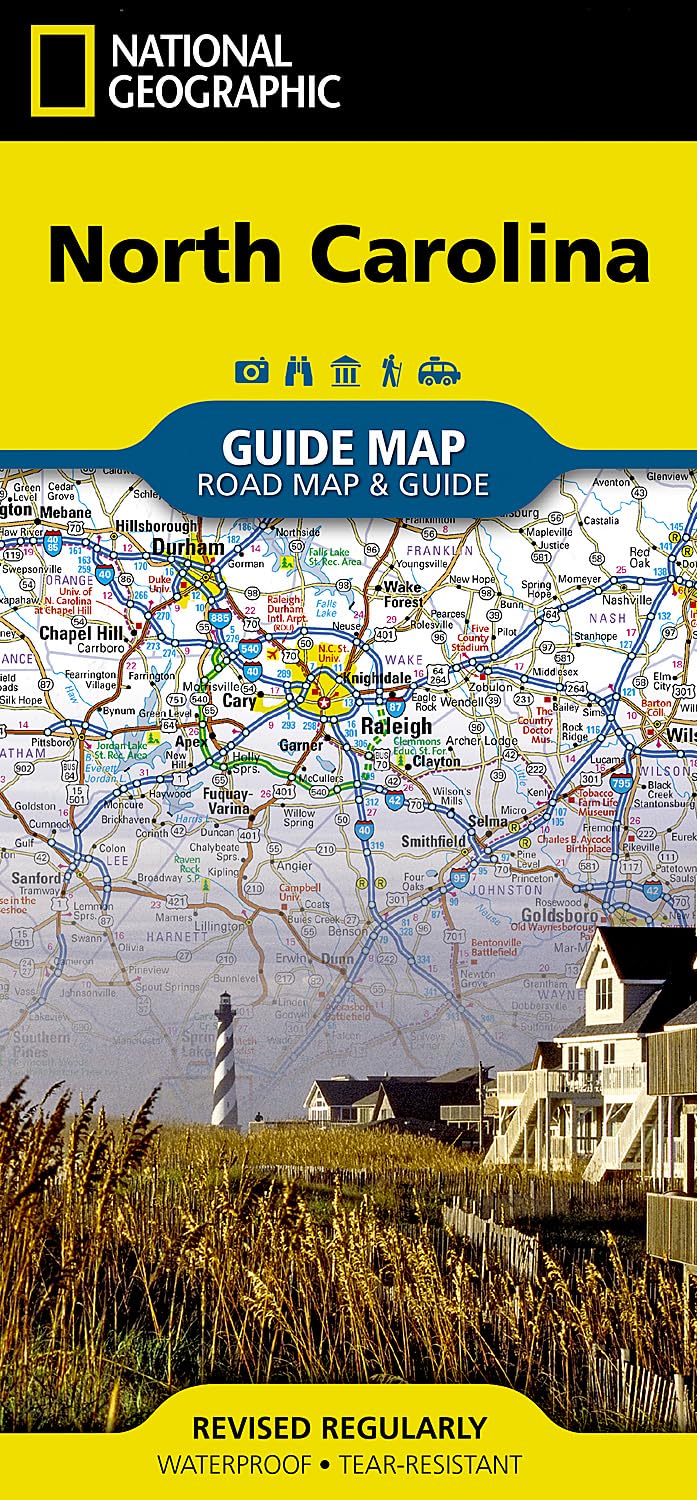 North Carolina Map (National Geographic Guide Map)
