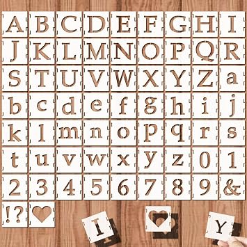 1 Inch Alphabet Stencils Set 65Pcs Reusable Plastic Letter, Number & Symbol Templates for DIY Crafts, Painting on Wood, Wall, Fabric, Rock, Signage