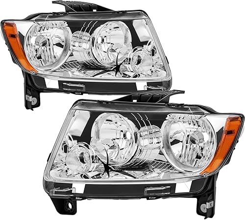 Miniatura 1 de Conjunto de faros delanteros compatible con Jeep Grand Cherokee 2005 2006 2007 reemplazo de faros delanteros halógenos para el lado del conductor y