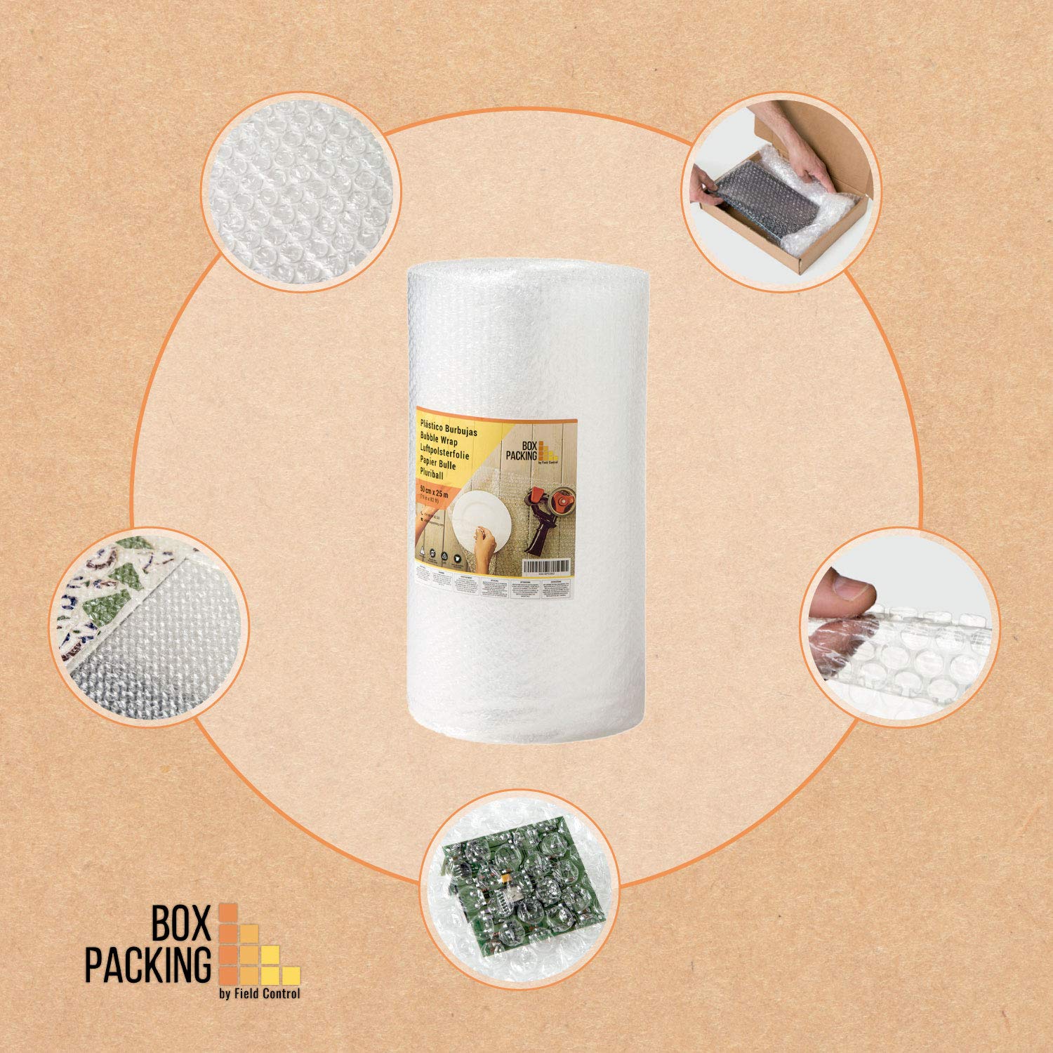 BOXPACKING | Papel Burbujas Embalaje Mudanza | Plástico Burbujas | 50 cm x 25 m | Rollo burbujas Embalaje | Bubble Wrap | Protección de objetos frágiles para envíos y mudanza | Burbuja 1 cm (50 g/m²)