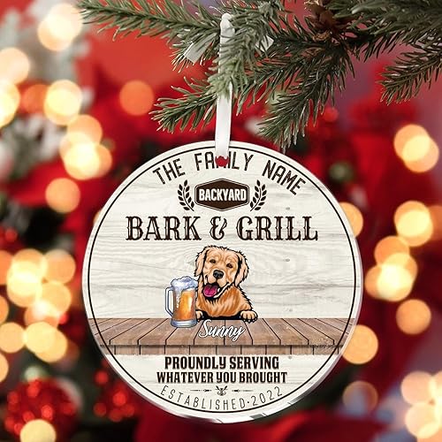 Vista 71 de SILYHEART Presa Canario Christmas Acrylic Ornament Dogs Welcome Ceramic Christmas Keepsake Family Dog Name Funny Christmas Memorial Gifts for Mom